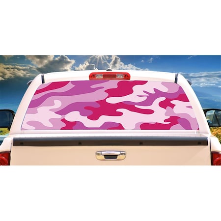 Amistad Window Graphic Truck View Thru Vinyl Decal - Pink Camo Rear AM2021706